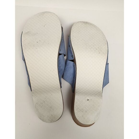 Donna Toscana Women's Baby Blue Suede Wooden Clogs Sandal Casual Shoes Size 9.5 - Picture 11 of 11